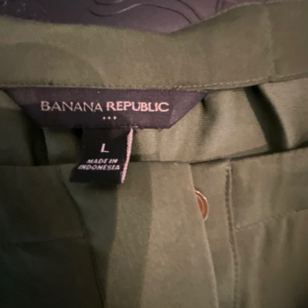 Banana Republic Olive Green Utility Pocket Button Long Sleeve Shirt Womens L - Picture 6 of 9